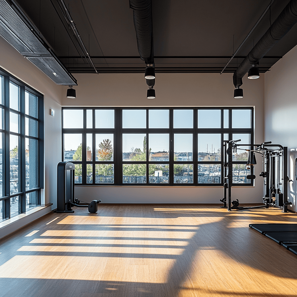 windows of the fitness room